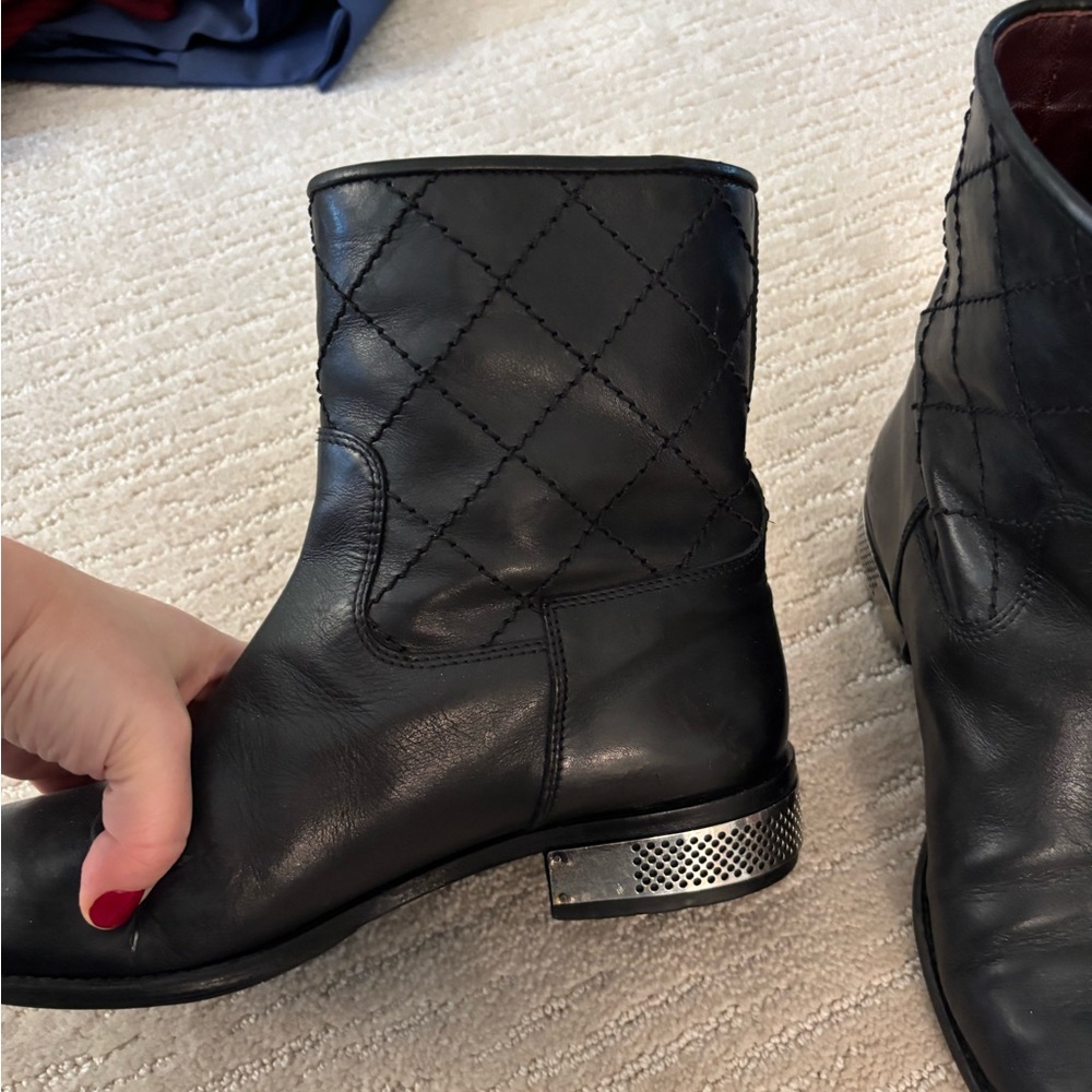 CHANEL Black Ankle Boots with Quilted Design - Picture 8 of 11